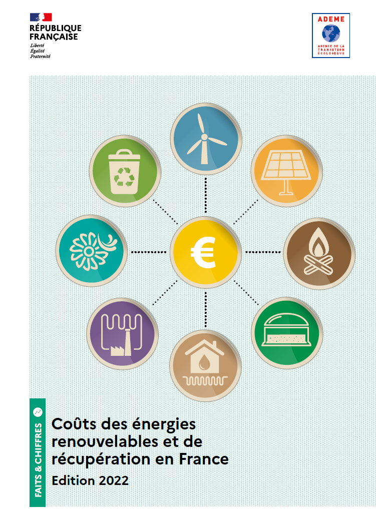 couverture étude ademe sur les coûts des énergies renouvelables et de récupération en FRance, édition 2022