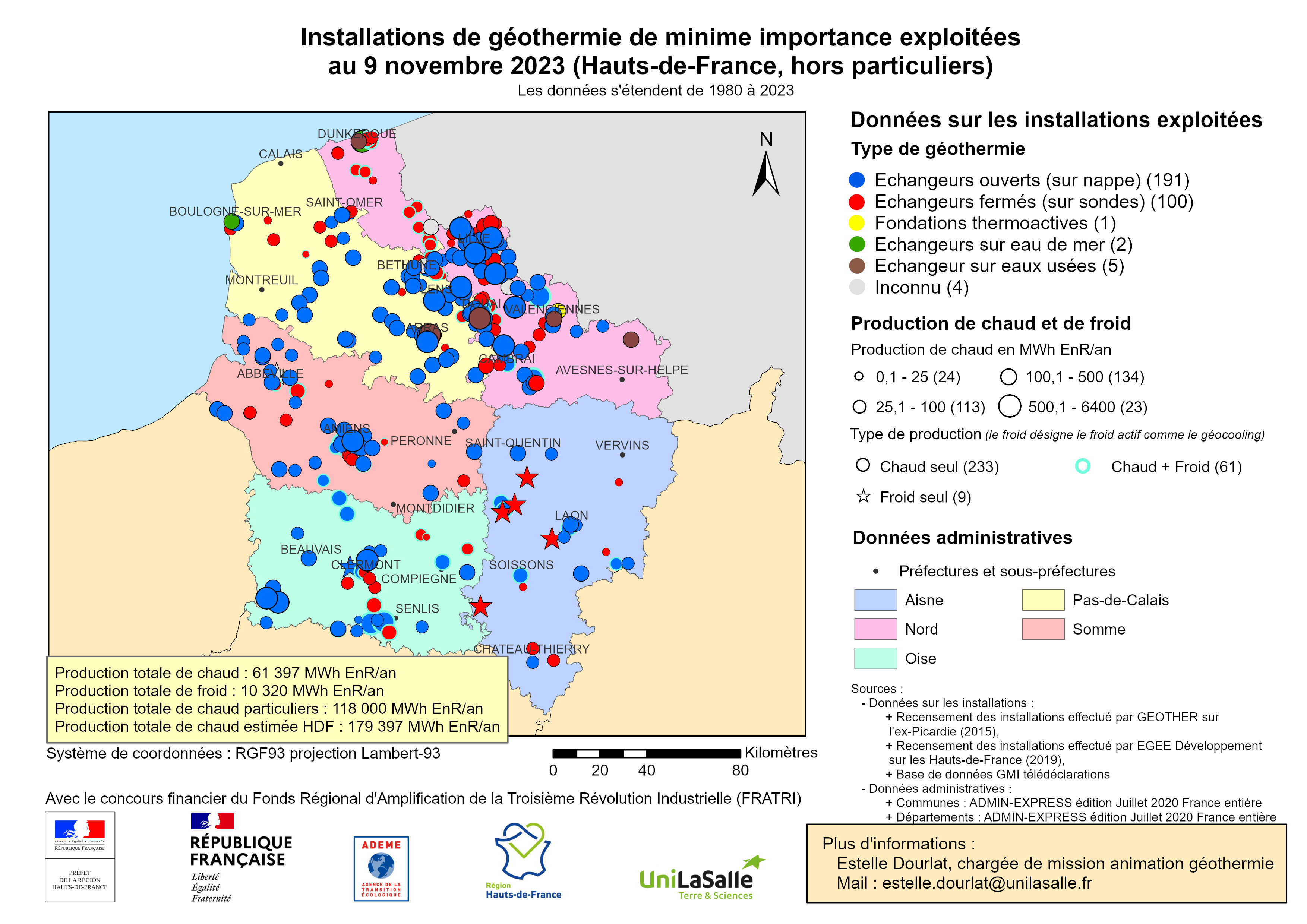carte des installations géothermie GMI Hauts-de-France 2023