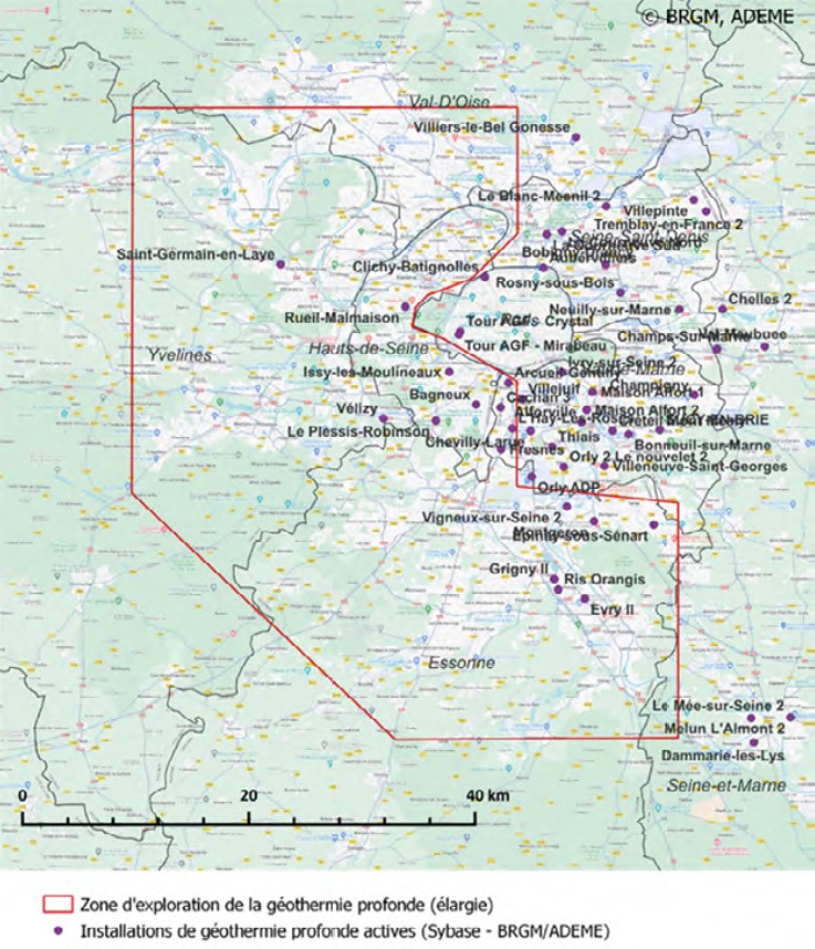zone d'étude du projet Géoscan IDf ©BRGM