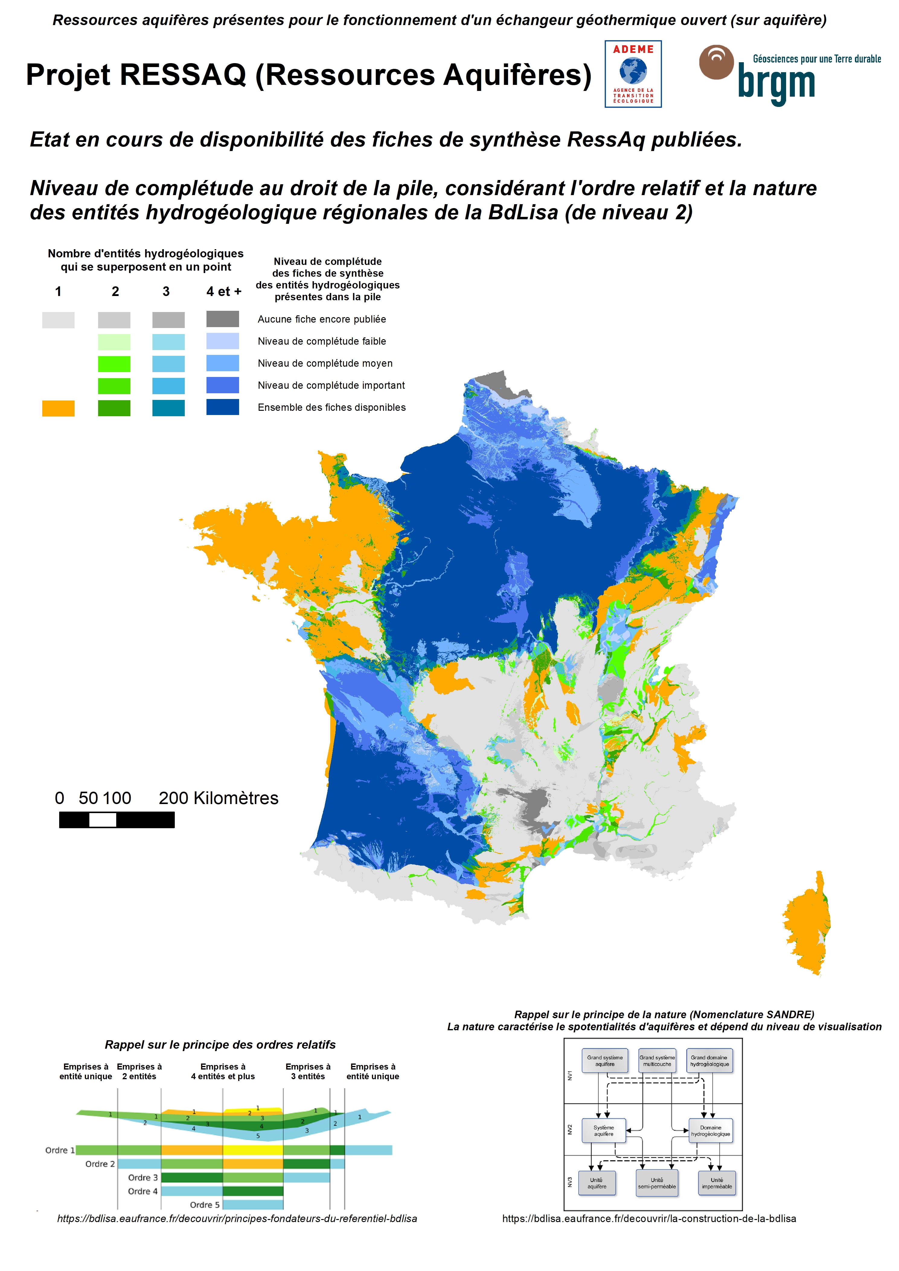 Couche nationale de diffusion des fiches de synthèse RESSAQ intégrée au visualiseur geothermies.fr ©BRGM