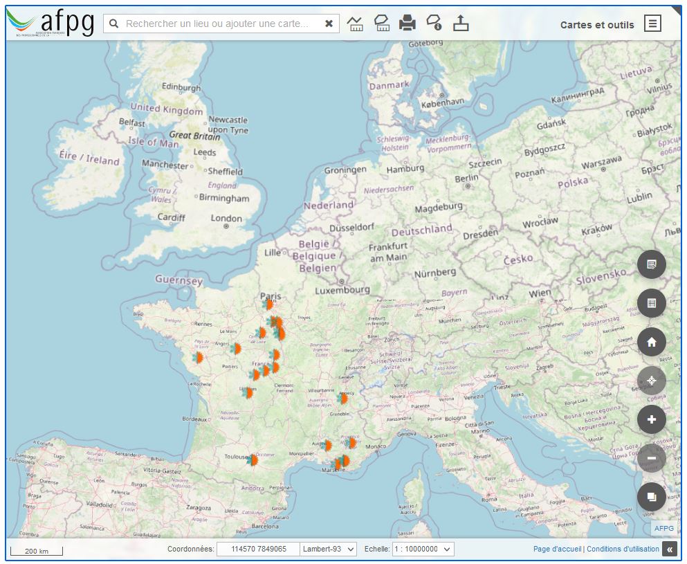 carte du réseau Géoartisan AFPG