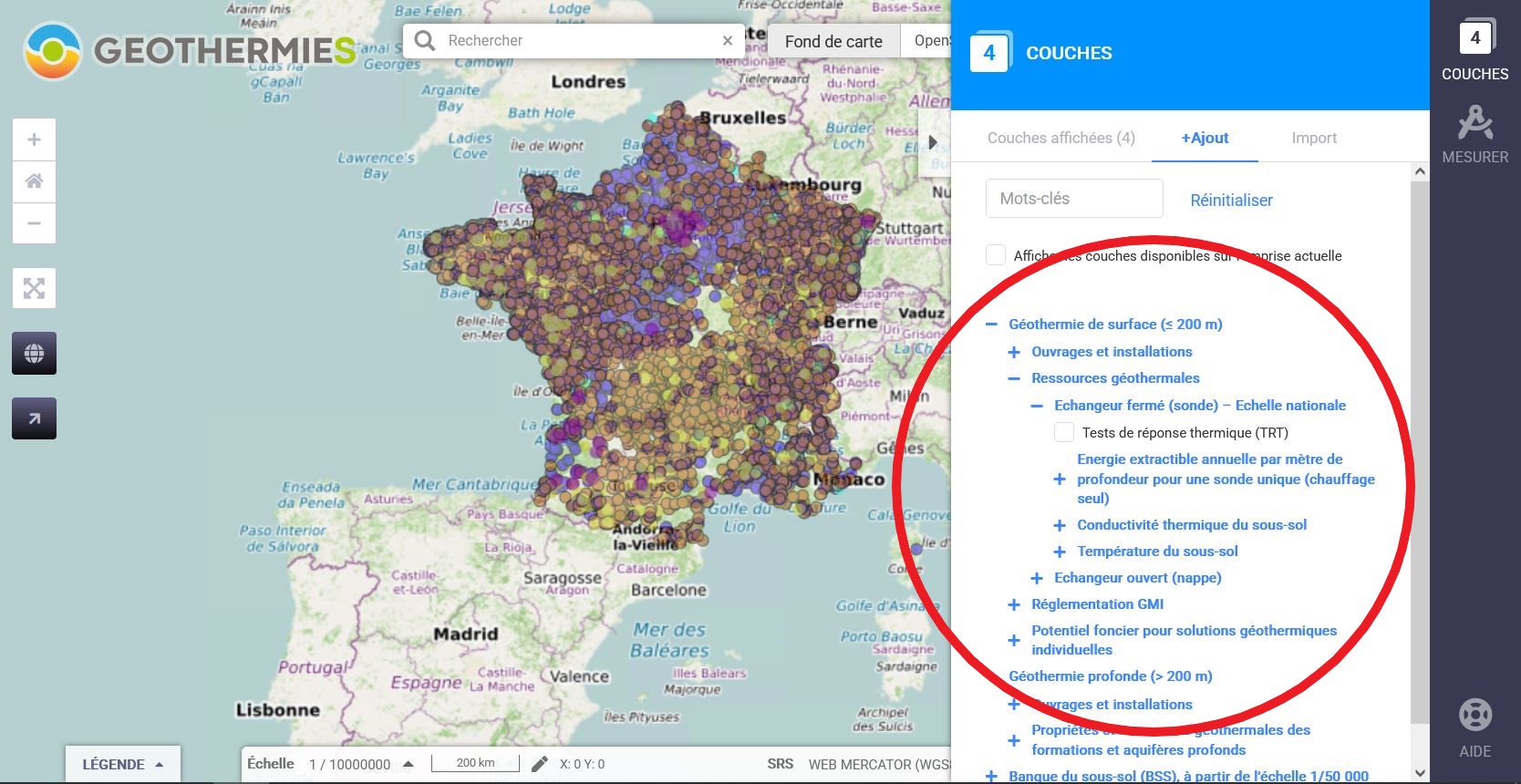 espace cartographique géothermies