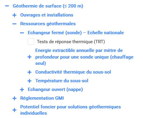 carte Géothermies - ressources géothermales echangeur fermé