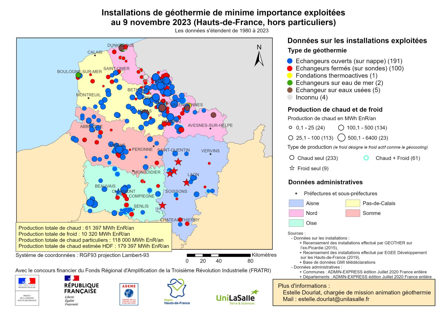 carte des installations géothermie GMI Hauts-de-France 2023